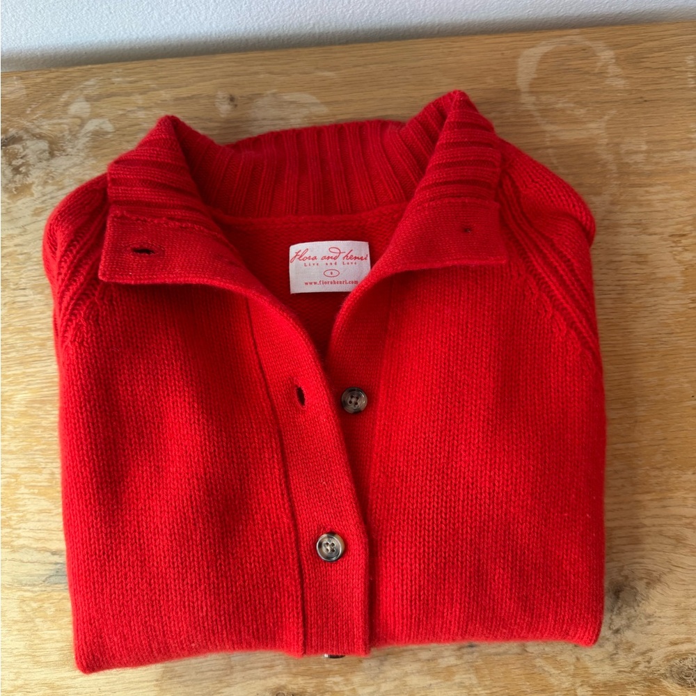 Eileen Fisher Red Wool Cardigan